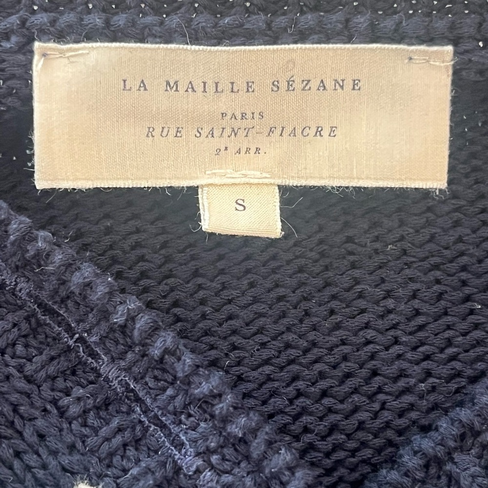 Sezane LÉONTINE JUMPER Navy and White Striped Sweater Size Small - Picture 8 of 9